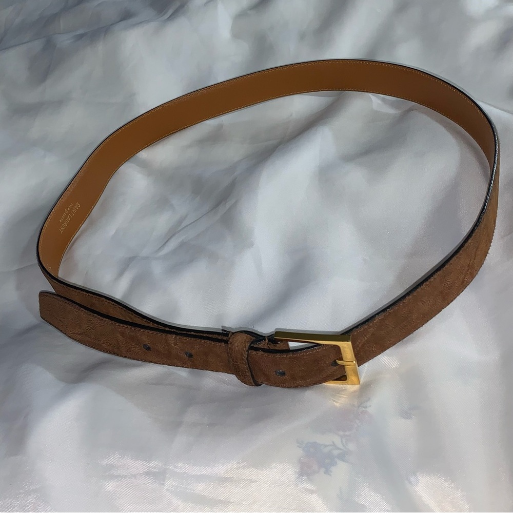 SAINT LAURENT PARIS YSL brown suede BELT 38" - Picture 9 of 11